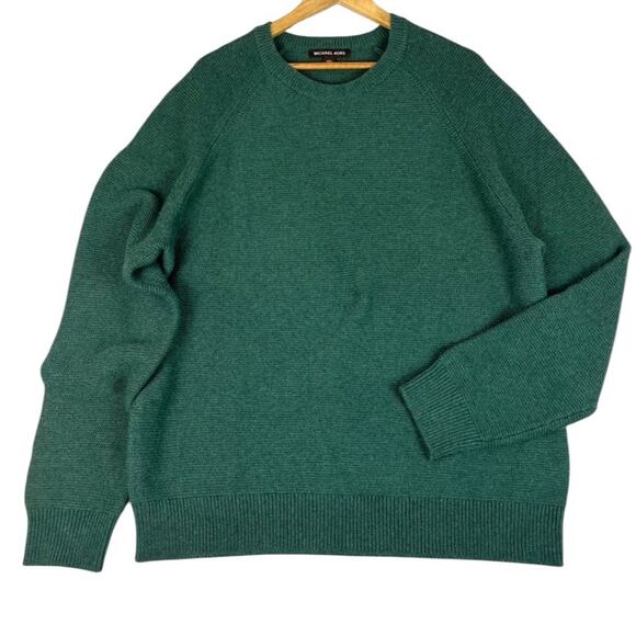 Michael Kors Merino Wool Crew Neck Sweater Mens XXL Green Fall Classic Luxury - Picture 1 of 12